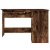 A close-up, front view of a wooden corner desk against a white background. Náhled obrázku produktu