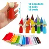 Montessori-Holzspielzeug "Steckpuppen mit Hüte und Betten" Produktbild-Vorschau 4