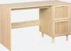 A light wood desk with two rattan-fronted drawers on a white background. Anteprima dell’immagine prodotto