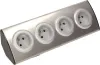 A silver power strip with four outlets against a white background. Náhled obrázku produktu