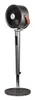 A gray oscillating fan with a brown handle on a stand, isolated on a white background. Anteprima dell’immagine prodotto