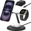 A charging station with a phone, smartwatch, and earbuds case. Produktbild-Vorschau