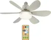 A white ceiling fan with a light is shown in the center of the image, with a remote control positioned below it. Náhľad obrázku produktu
