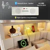 A bed with a headboard featuring integrated lighting, speakers, and charging ports. Podgląd zdjęcia produktu