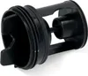 A black washing machine lint filter is shown against a white background. Produktbild-Vorschau