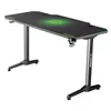A gaming desk with a black surface and green accents, shown from a diagonal angle against a white background. Produktbild-Vorschau