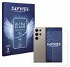 A product shot featuring a phone case box, a smartphone, and a screen protector. Produktbild-Vorschau