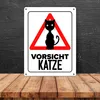 Vorsicht Katze Metallschild XL in 21x28 cm mit Katzen Produktbild-Vorschau 4