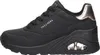 A side view of a black Skechers Uno Wedge sneaker with rose gold accents. Náhled obrázku produktu