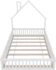 A white house-shaped bed frame with a slatted base, shown from a slightly elevated front-facing angle against a white background. Produktbild-Vorschau