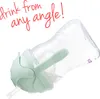 A baby bottle with a straw, tilted on a white background, with text overlay. Produktbild-Vorschau
