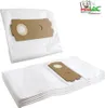 A stack of white vacuum cleaner bags with cardboard attachments, and a single bag above them. Produktbild-Vorschau
