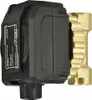 A close-up side view of a black and gold circulation pump. Podgląd zdjęcia produktu