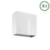 A white kitchen cabinet with a metallic strip at the bottom, presented on a white background. Produktbild-Vorschau