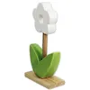 Fiore in porcellana su base di legno con fiore bianco Anteprima dell’immagine prodotto 3