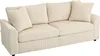 A cream-colored corduroy sofa with two throw pillows, shown from a slightly elevated front-side angle against a white background. Podgląd zdjęcia produktu