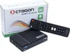 A product box, a media streaming box, and a remote control are arranged on a white background. Produktbild-Vorschau