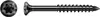A close-up view of a single black screw, shown from two angles: the head and the full length. Produktbild-Vorschau