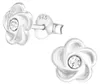 Ohrstecker Blume mit Kristall: 925 Silber Ohrringe Weiß Produktbild-Vorschau 1