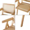 A collage of four close-up images of a wooden chair with rattan detailing. Produktbild-Vorschau
