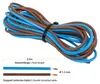 A coiled electrical cable with blue and brown wires, with measurement indicators and text labels. Produktbild-Vorschau