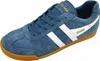 A single blue Gola sneaker with white stripes and a brown sole is shown against a white background. Anteprima dell’immagine prodotto