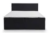 A black boxspring bed with a white mattress and a black headboard, presented on a white background. Voir les images du produit