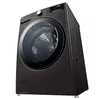 A black LG washing machine is shown from a low-angle perspective against a white background. Produktbild-Vorschau