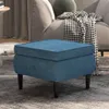 vidaXL Hocker mit Holzbeinen Blau Samt -  Klappstühle & Produktbild-Vorschau 7