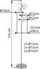 A diagram showing the dimensions of a floor lamp. Produktbild-Vorschau