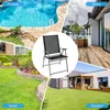 A collage of four outdoor scenes: a swimming pool, a balcony, a garden, and a backyard, with a folding chair in the center. Podgląd zdjęcia produktu