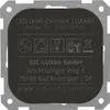 A close-up of a black dimmer switch with white text and symbols. Produktbild-Vorschau