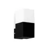 A black and white outdoor wall lamp is shown against a white background. Produktbild-Vorschau