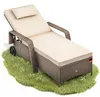 Casaria® Chaise longue en polyrotin Beige coussin 7cm 2 Voir les images du produit 1
