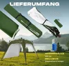 A pop-up pavilion and its accessories are displayed against a scenic background of a lake and mountains. Anteprima dell’immagine prodotto