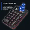 A close-up view of a customisable keyboard with glowing keys and icons representing software integrations. Anteprima dell’immagine prodotto