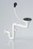 A white sink drain assembly with a black strainer is shown against a light gray background. Anteprima dell’immagine prodotto
