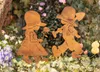 Fiche de jardin "Garçon & Fille" en métal aspect rouille, Voir les images du produit 1
