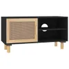 vidaXL TV-Schrank Schwarz 80x30x40 cm Massivholz Kiefer Produktbild-Vorschau 4
