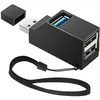 A black USB 3.0 hub with a cap and a wrist strap. Anteprima dell’immagine prodotto