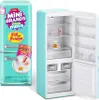 A teal Mini Brands Fill the Fridge playset is shown next to its packaging. Podgląd zdjęcia produktu
