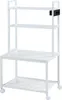 A white metal printer stand with multiple shelves and wheels. Anteprima dell’immagine prodotto