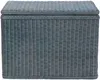 A blue wicker laundry hamper with a lid. Produktbild-Vorschau