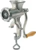 A manual meat grinder with a wooden handle and a clamp for table mounting, shown against a white background. Produktbild-Vorschau