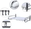 A stainless steel kitchen shelf with hooks, shown from multiple angles. Podgląd zdjęcia produktu