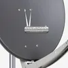 A close-up view of a satellite dish, focusing on a metallic emblem. Produktbild-Vorschau