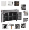A collage of images showcasing a gray kitchen island with a white countertop, highlighting its features and details. Anteprima dell’immagine prodotto