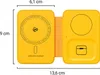 A yellow foldable wireless charger with dimensions indicated. Voir les images du produit