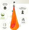 A hanging cocoon chair with various feature callouts. Produktbild-Vorschau