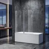 A modern bathroom with a white bathtub and a clear glass shower screen. Podgląd zdjęcia produktu